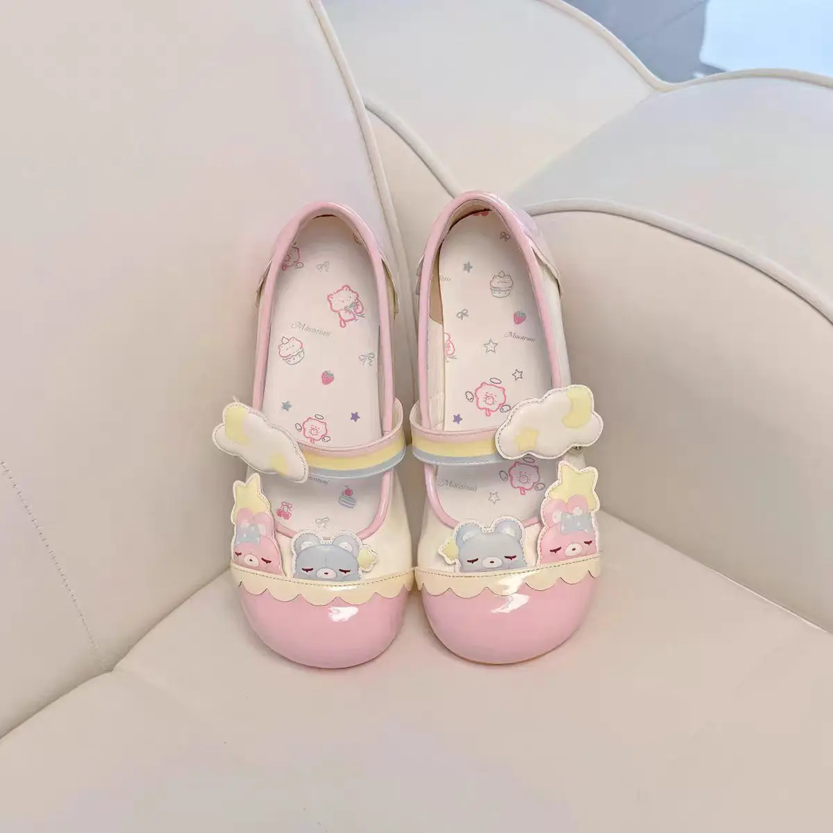 Sweet Girl Cute Lolita Leather Shoes – Spring Summer New Color Blocking Round-Toe Low-Top Jojifuku Woman Shoes