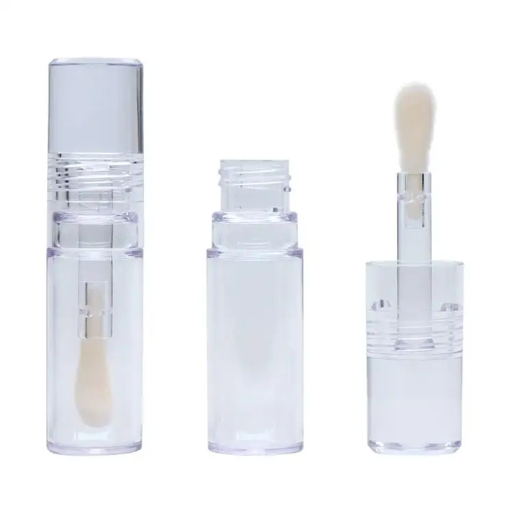 5.5ml Clear Round Big Wand Lipgloss Tubes Lip Gloss Refilled Bottles Custom Logo Transparent Lip Glaze Lipstick Container ni42