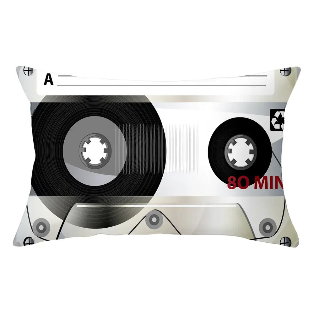 Retro Colorful Audio Cassette Tape Print Pillowcase 30x50cm 40x60cm Music Tape Design Cushion Cover for Home Office Sofa Decor