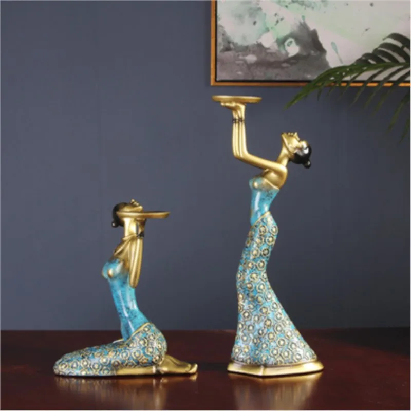 ArtisticLife American Style Side Board Decoration Romantic Maid Candlestick Retro Character Decoration Light Luxury TV Cabinet