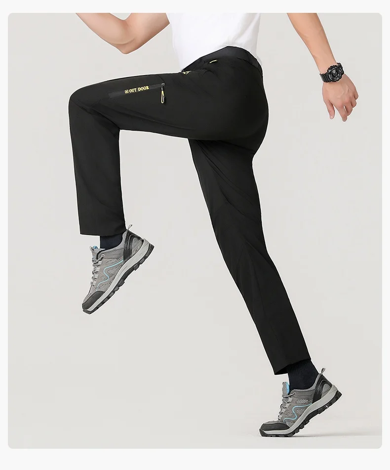 5XL Sommer Schnelltrocknende Wanderhose Herren Dehnbare Wasserdichte Taktische Hose mit Reißverschlusstaschen Leichte Angelhose – Detail 13