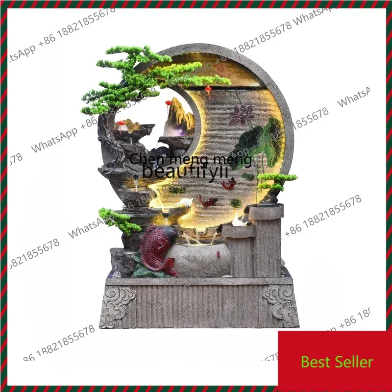 Water curtain wall, running water screen, outdoor courtyard, landscape decoration, feng shui wheel, lucky ornament, rockery