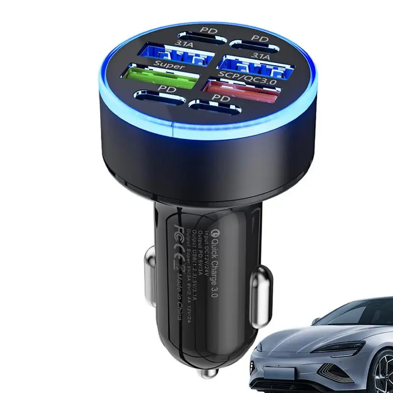 12-24V Car Charger 8 Ports Auto Charger Tools PD &USB Car Accessories Fast Charging Car Charger 100W Car Fast Charger for Phones