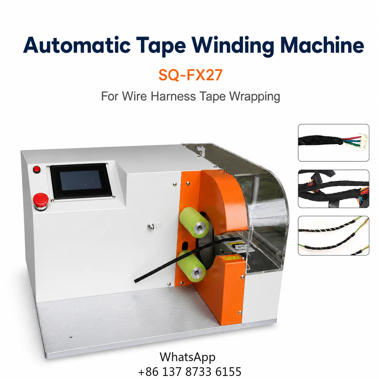 Automatic Tape Winding Machine 3-28 Mm Diameter 12 R/s Touchscreen For PVC Flannel Acetate Tape Wire Harness