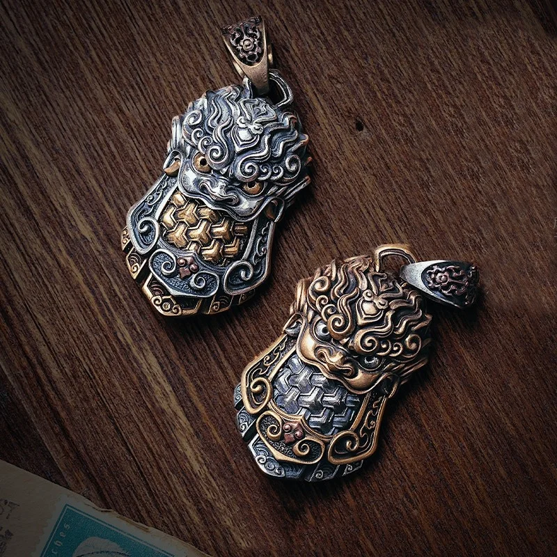 Retro Shield Armor Pendant Necklace For Men Jewelry Mighty Personality Amulet Necklace For Boyfriend Gift Neck  Accessories