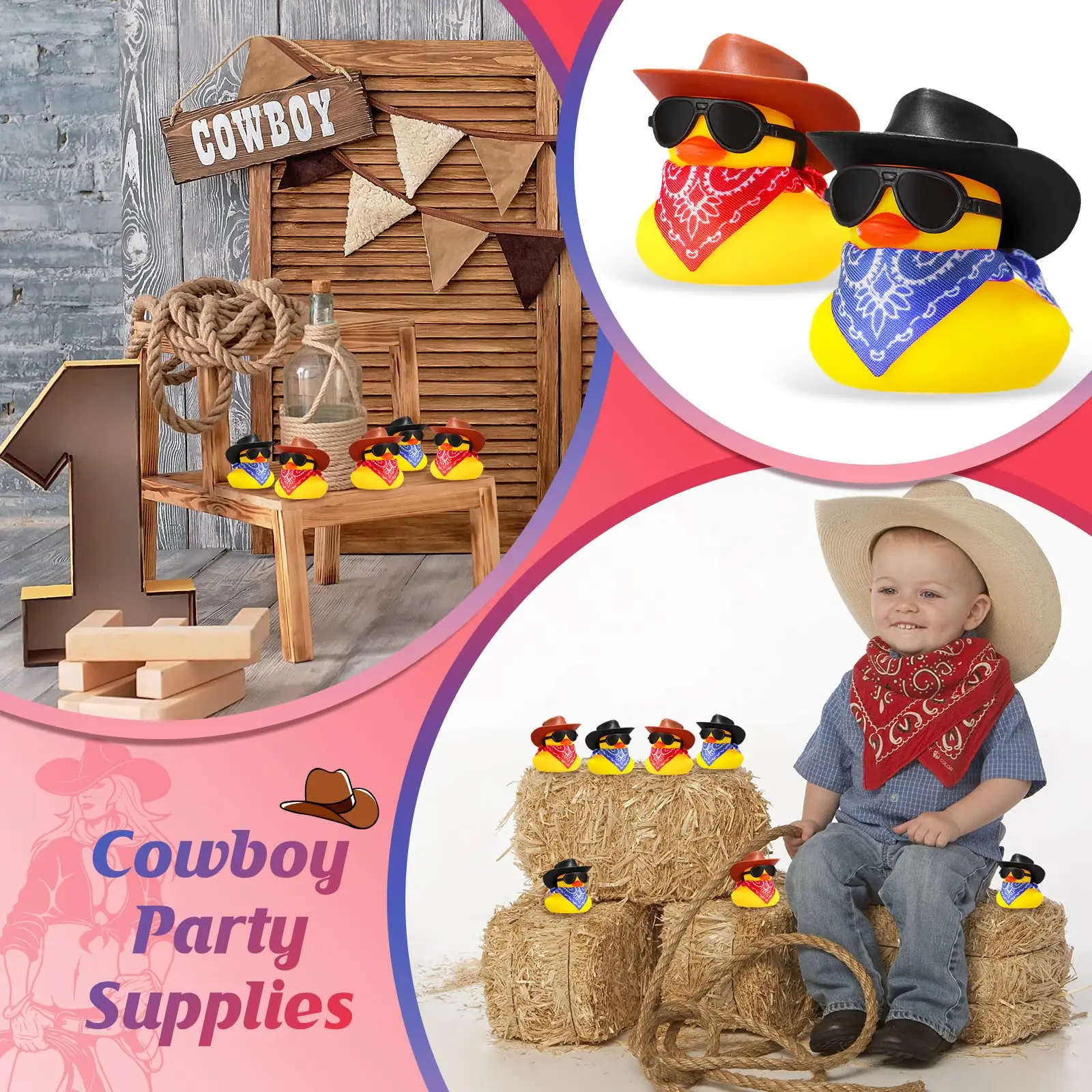 6/12/24/48 Set Cowboy Badeend Mini Gele Duckies Party Speelgoed Kleine Eenden Speelgoed voor Zomer Verjaardag Zwemmen Party Favor