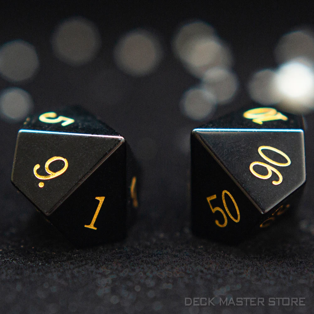 Dados de obsidiana negra, piedras preciosas poliédricas de varias formas, D20, DnD Digital, para D & D, TRPG, juegos mágicos de mesa, juegos de mesa