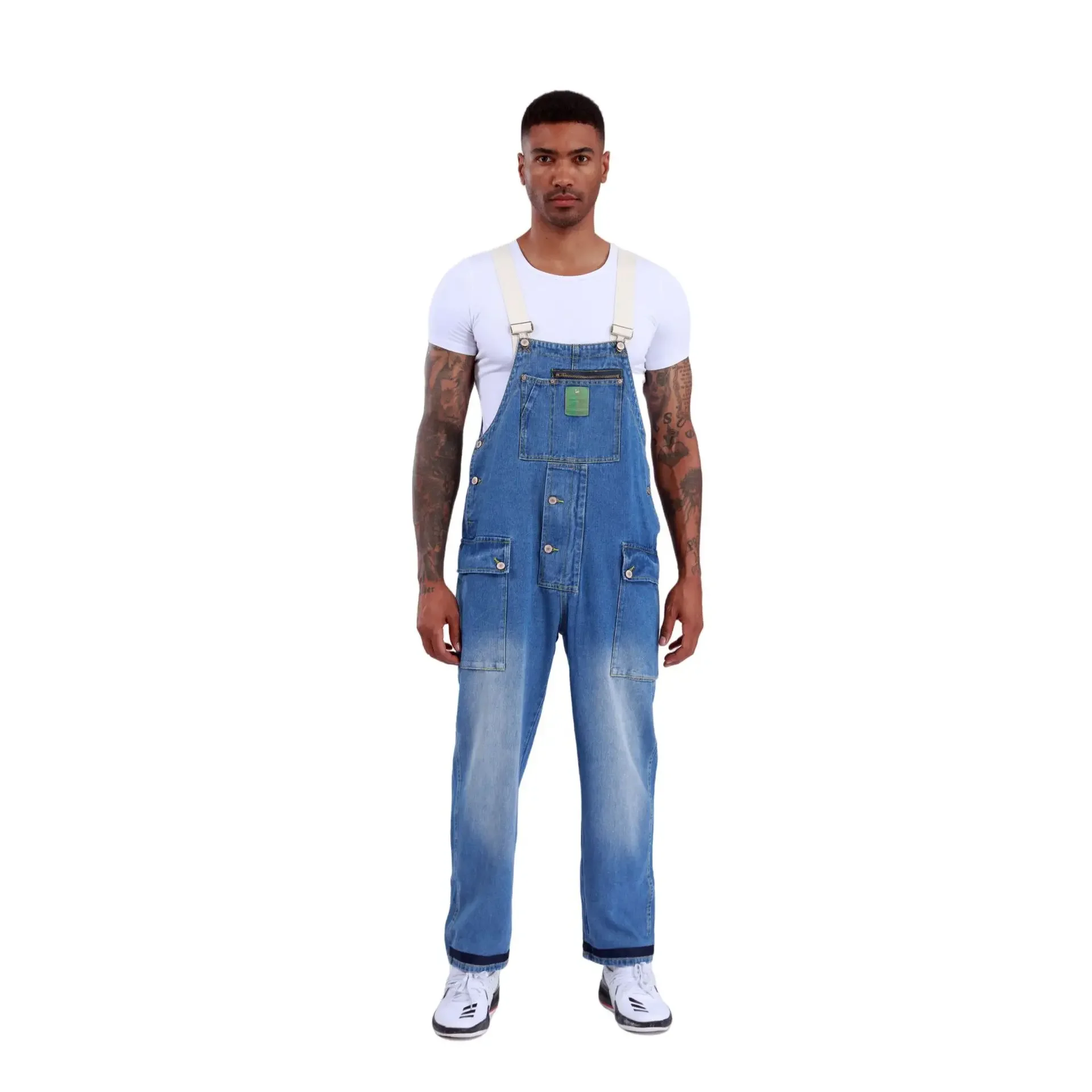 Uomo Nuova Salopette Jeans Tute alla caviglia Pantaloni cargo Tasche One Piece Vita alta Streetwear Denim impiombato lavato solido