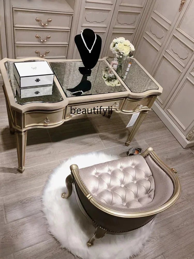 

K185 American Light Luxury Dresser Modern Minimalist Bedroom Dresser Small Apartment Makeup Table Storage Cabinet