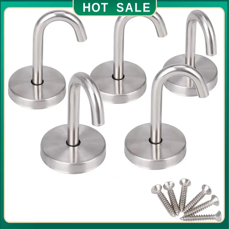 

My Home 5 Pcs Stainless Steel Ceiling Hook Round Base Top Mount Overhead Wall Hook For Hanging Plants Bird Feeders Wind Chimes