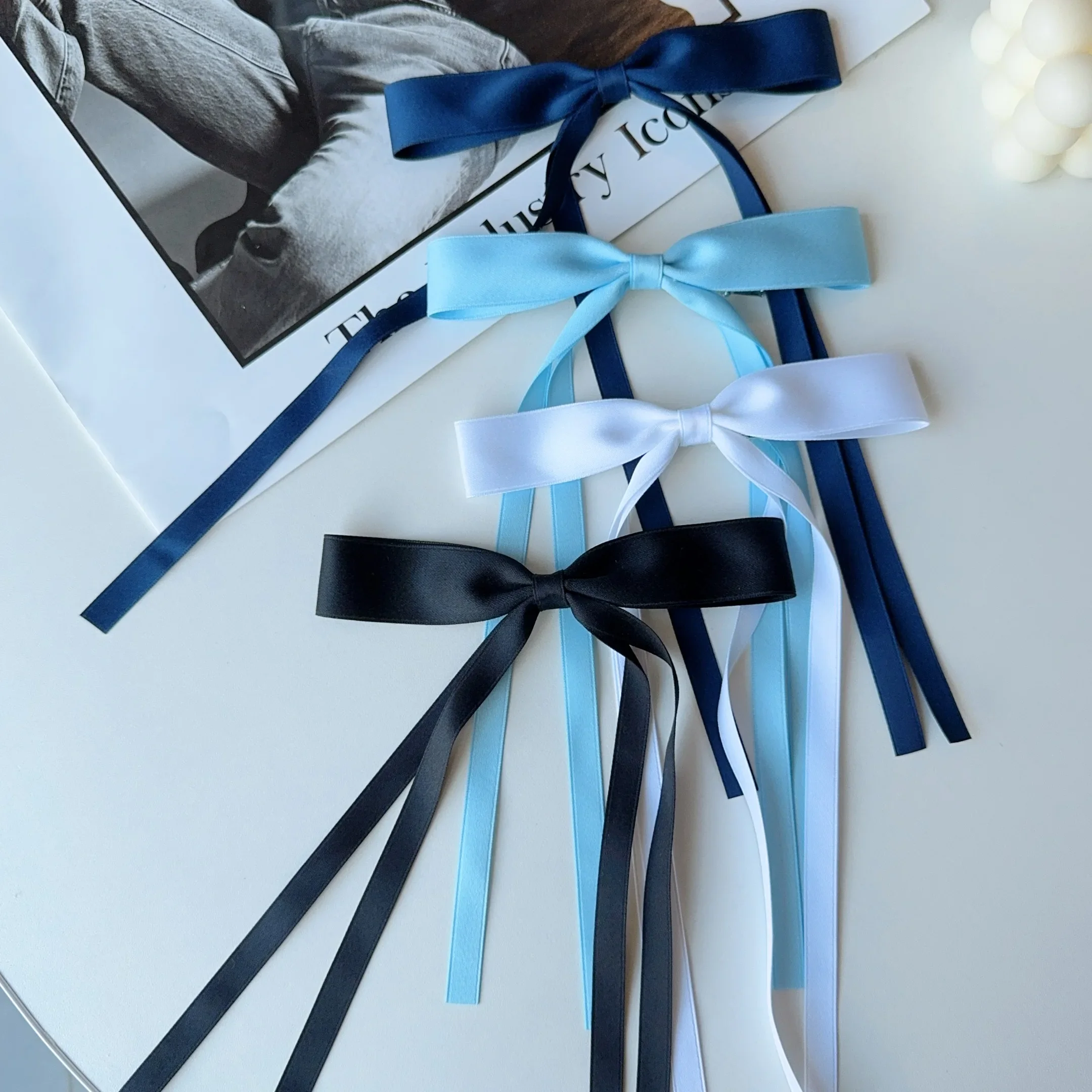 Neue farbige Satinband-Haarspangen, unverzichtbar für geflochtene Haarschleifen für Mädchen, modische lange Quasten-Haarspangen für Damen, Accessoires – Detail 8