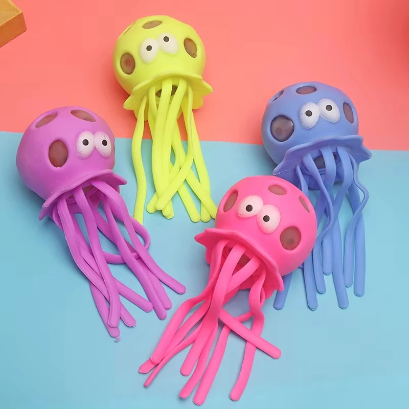 1 unidad de Pulpo de Agua Blandito, Pelota Antiestrés con Cuentas Suaves para Apretar, Juguete para Baño y Piscina, Recuerdo de Fiesta