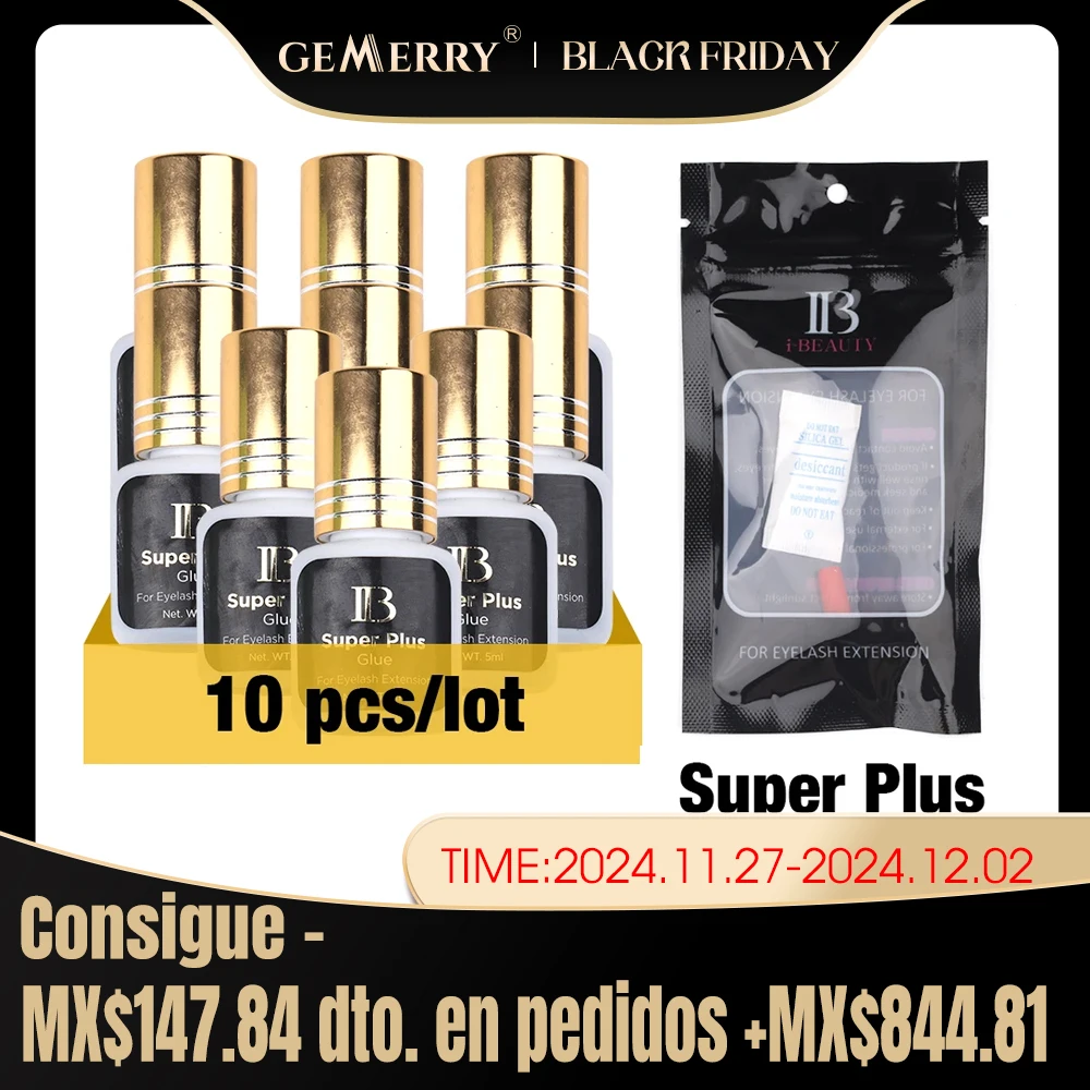 10 Bottles Original IB Super Plus Glue I-Beauty 5ml 1-2s Fast Drying Eyelash Extensions Adhesive Gold Lids Lash Glue Wholesale