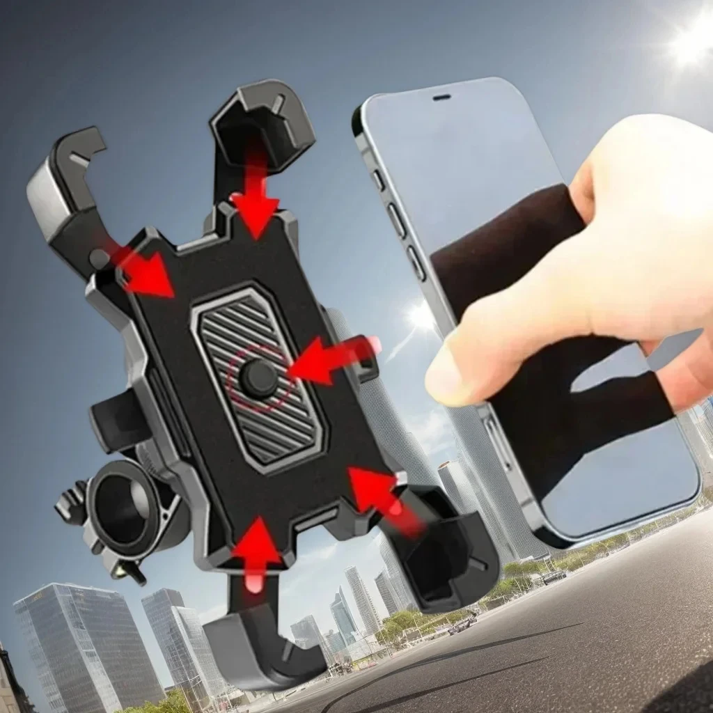 360 °   حامل هاتف قابل للدوران عالمي مقاوم للصدمات للدراجات النارية لهاتف iPhone Samsung Xiaomi