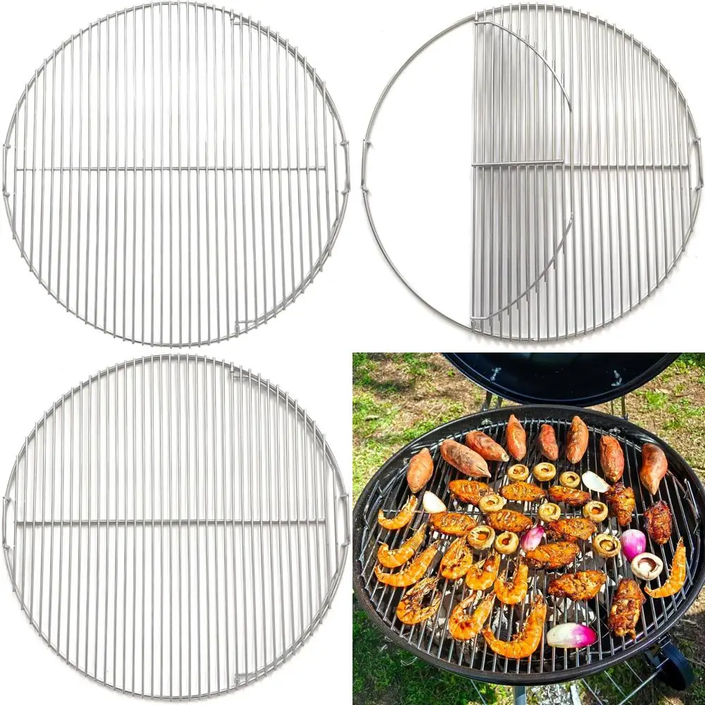 

Навесная решетка из нержавеющей стали 21,5 дюйма для угольных грилей, 2-зонная кулинария, большие отверстия, идеально подходит для спиннинга и заднего двора