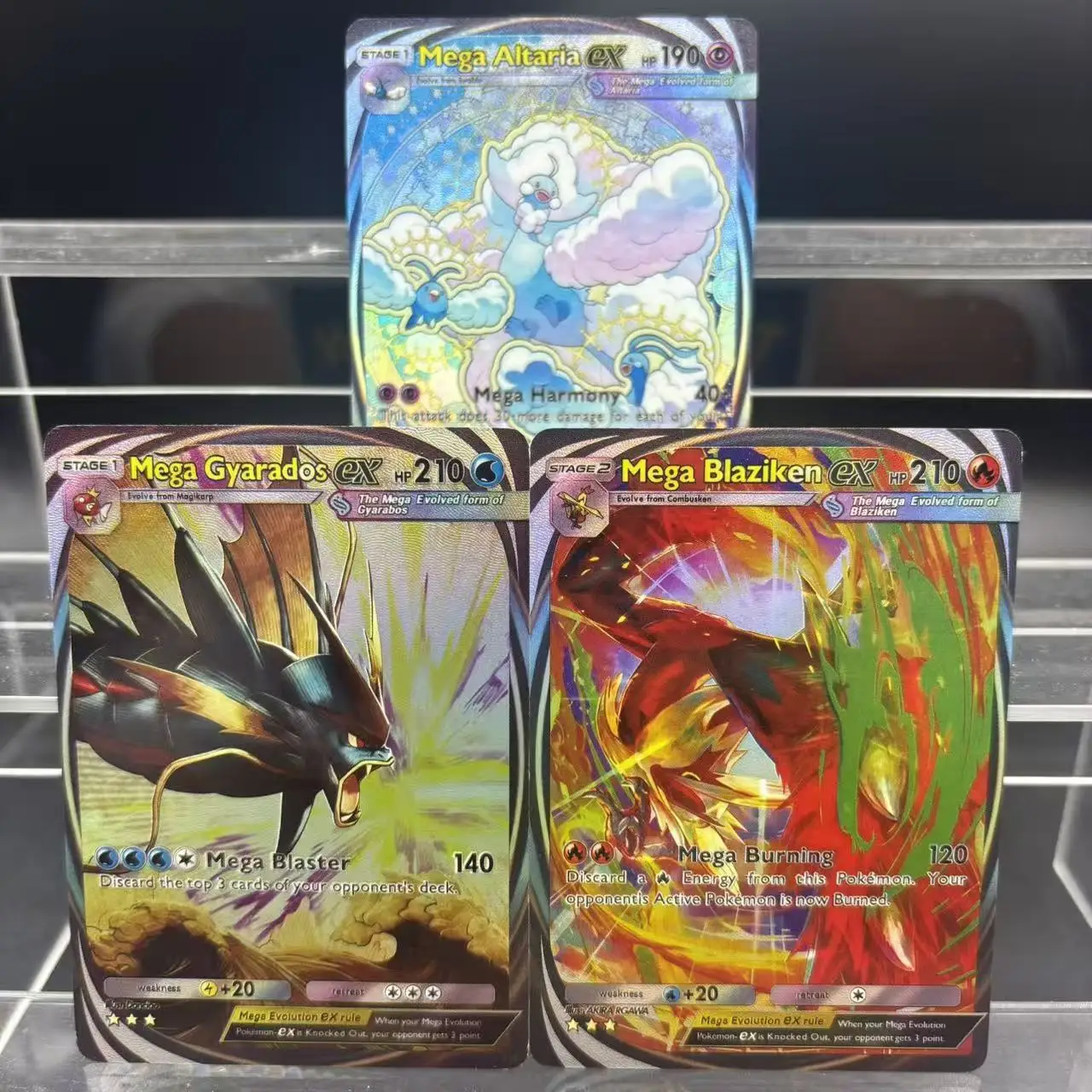 

3 шт./компл. Diy английский PTCG карманный Mega Gyarados алтаря Blaziken флэш-карта аниме коллекция карточная игрушка
