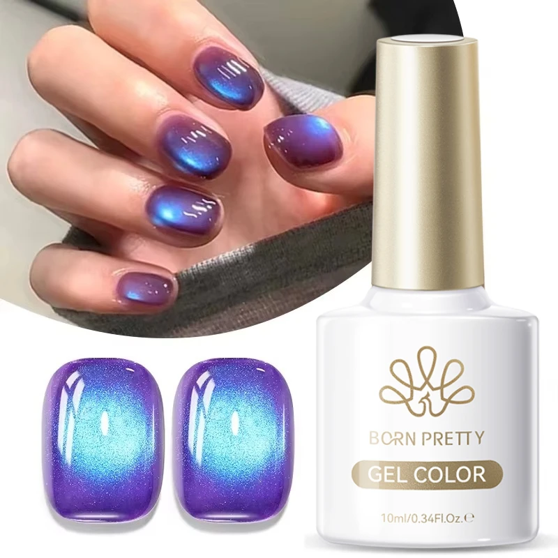 BORN PRETTY 10 ml Braun Lila Schwarz Rot Katze Magnetischer Gelpoliermittel Maniküre Soak Off UV Gel Nail Art Lack Autunm Winternägel