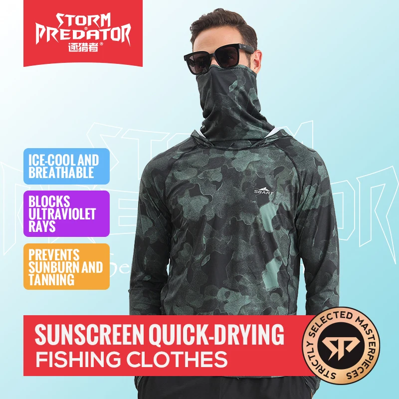 Summer Outdoor Sun Protection Clothing - Ice-feel, Breathable, UV-resistant with Hood, Quick-drying Sun Protection Fishing Cloth