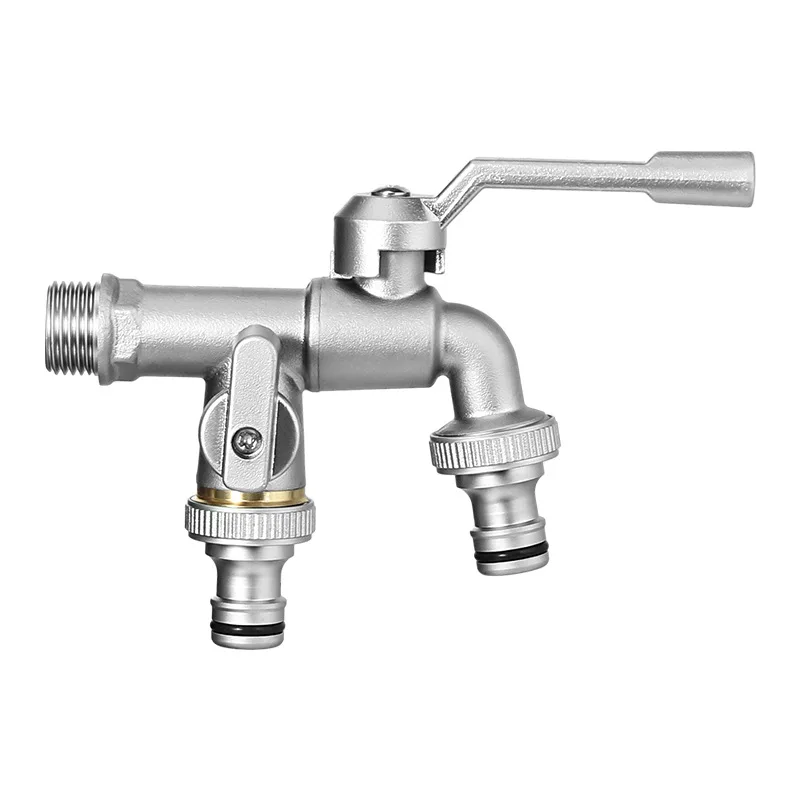 Outdoor Faucet - Solid Copper Luxury One-Inlet Two-Outlet Dual-Purpose Tap with Freeze-Proof Spout