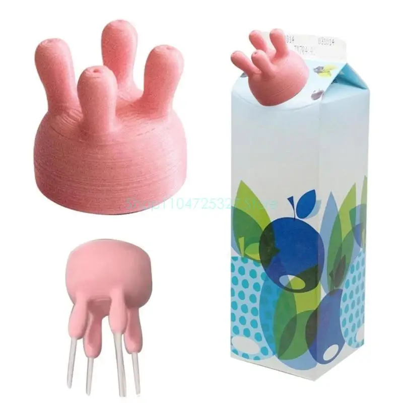 2PC Cow Udder Milk Pourer Lids Funny Carton Caps & Stoppers for Milk Boxes, Kitchen Novelty Accessories
