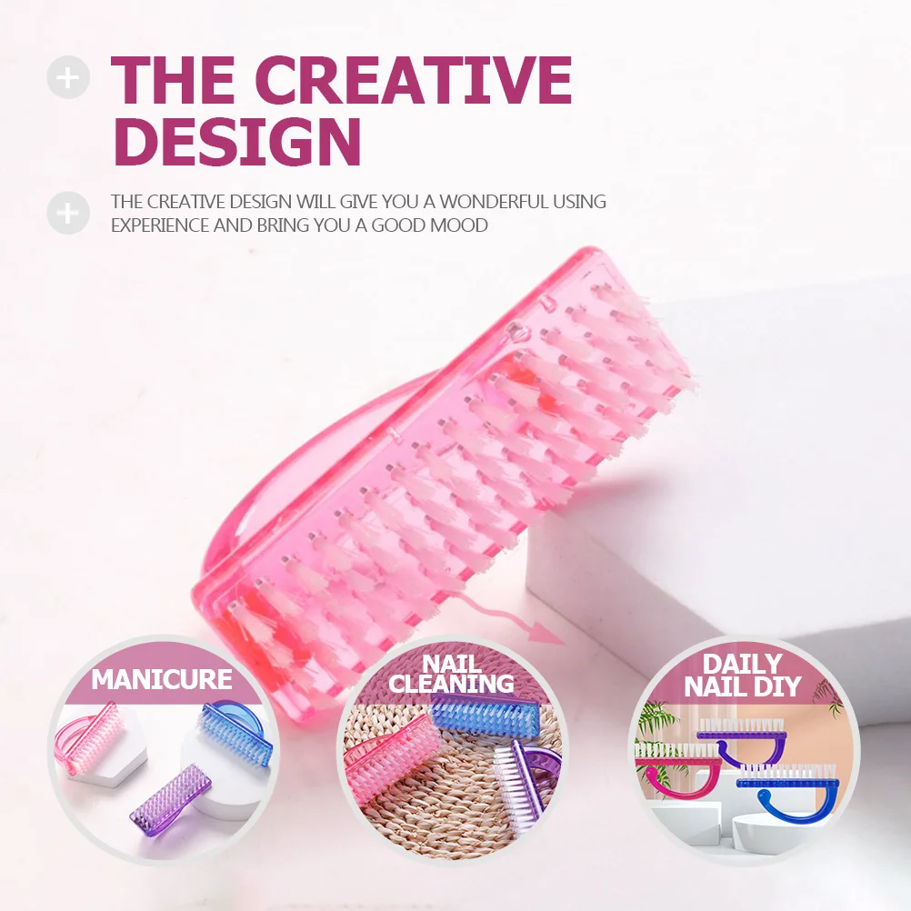 

6pcs Nail Dust Brush Portable Lightweight Cleaning Tool For Nails Wear-Resistant Plastic Handle Comfortable Grip Nail Brush