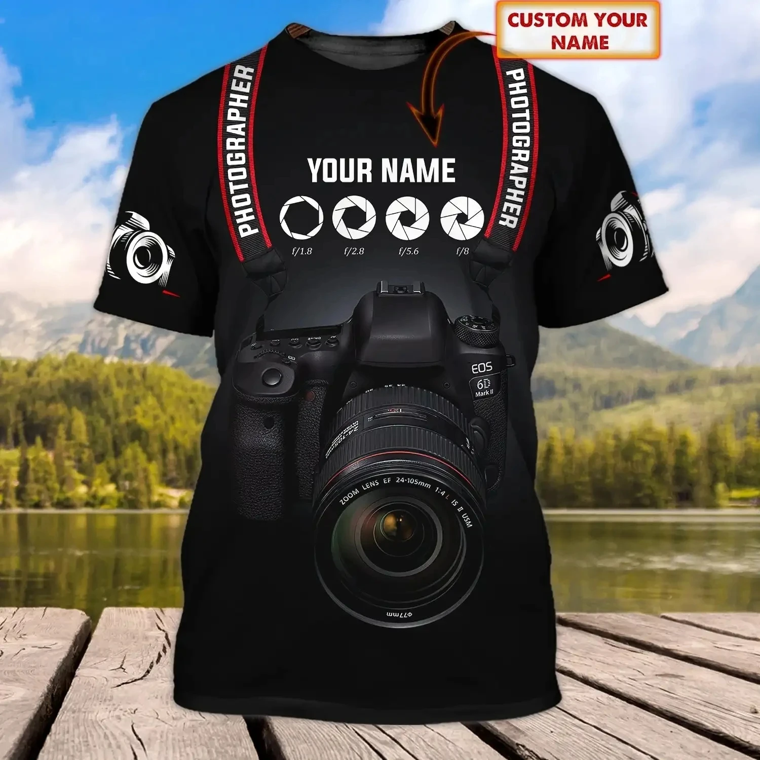 

Fashion 3D Camera Pattern Men's T Shirt Photography Lover Short Sleeve T-Shirts Casual O-neck Loose Tops Customizable Clothing