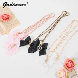 Japanese Mass-Produced Mine Rhinestone Bow Chain Mobile Phone Charm Card Bag Women's Crossbody Bag Shoulder Strap Accessories