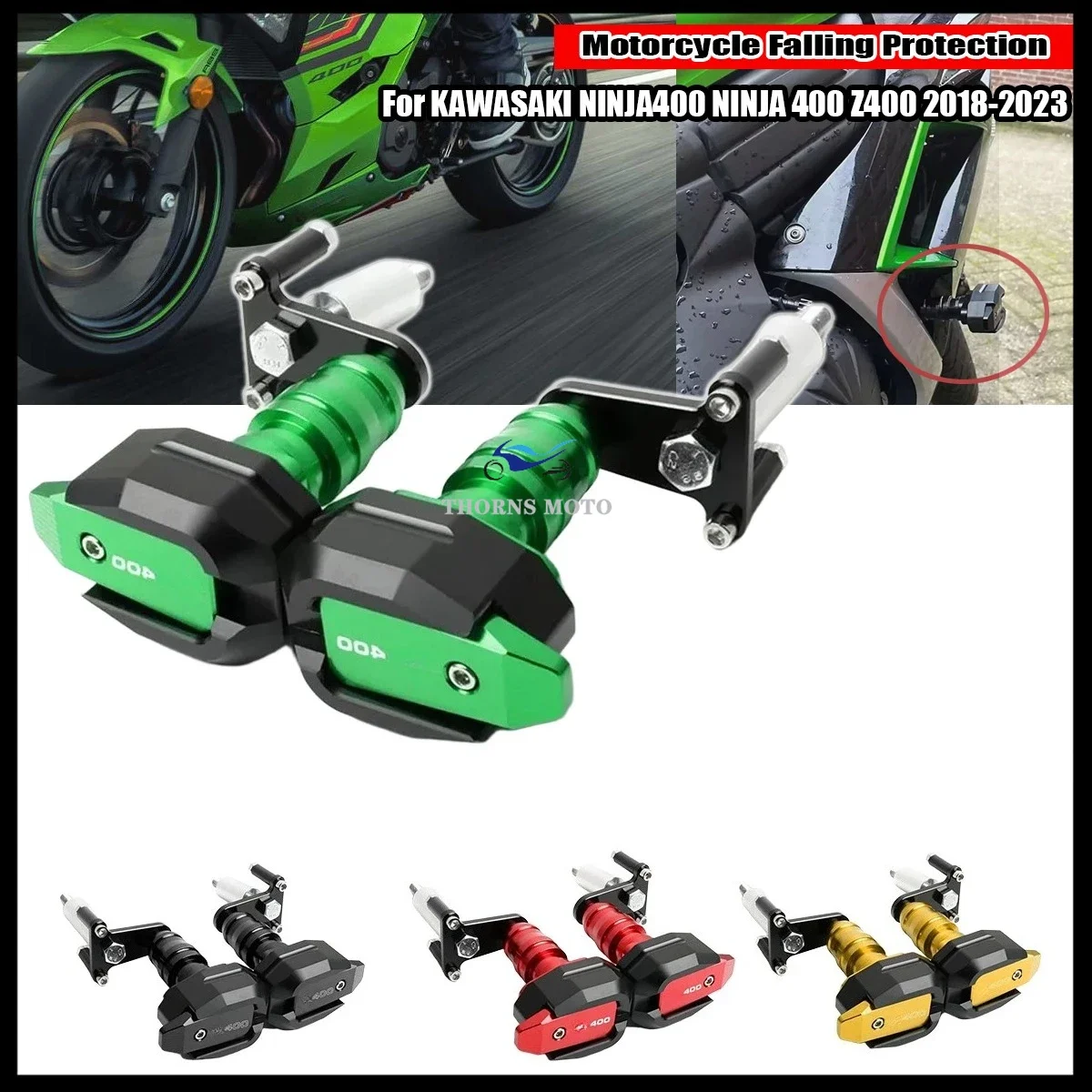 

Fit For NINJA400 NINJA 400 Z400 2018-2023 2019 2021 Motorcycle Falling Protection Frame Slider Fairing Guard Crash Pad Protector