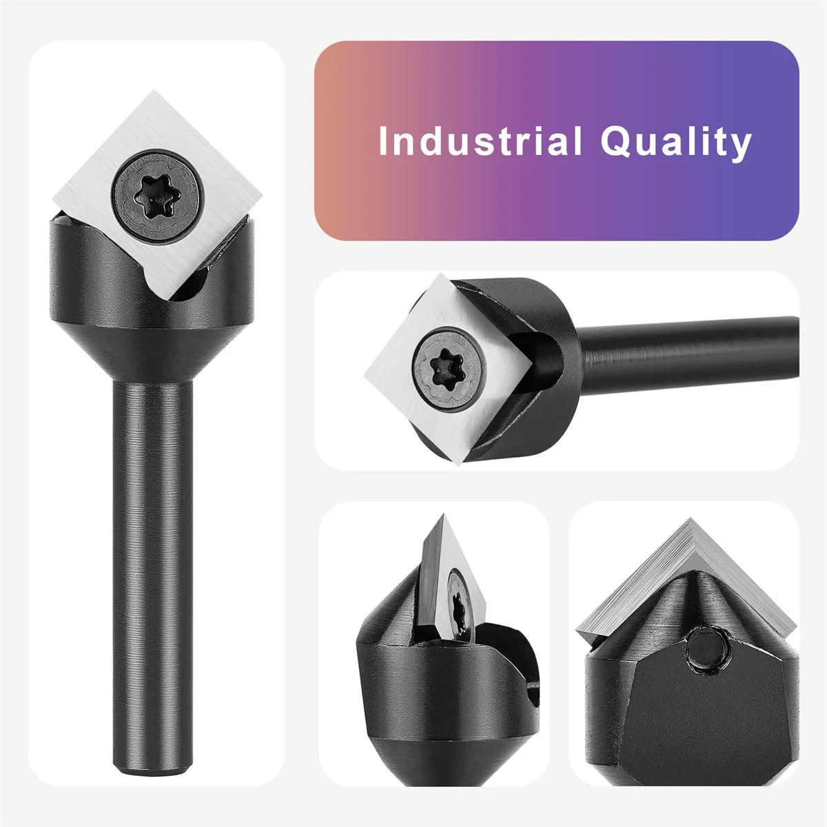 Industrial Grade V Groove Carbide Insert 90 Degree Router Bit 1/4 Inch Shank Single Flute for CNC Wood Engraving Chamfer Carving