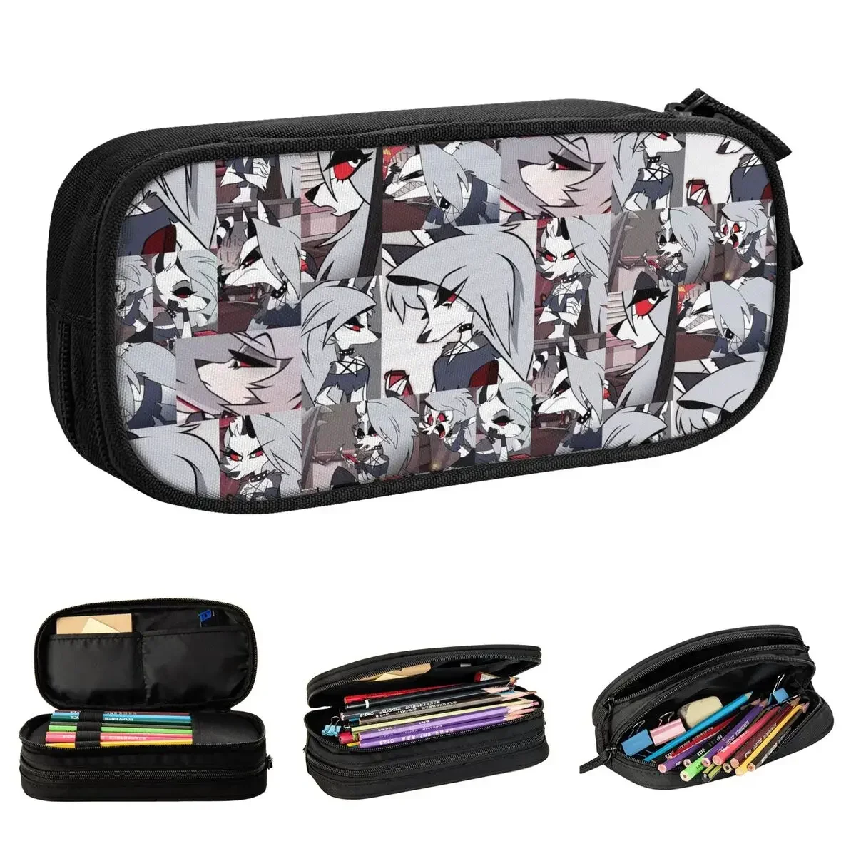لطيف لونا أنيمي Helluva Boss مقلمة الكرتون pencelcases صندوق القلم لفتاة صبي أكياس تخزين كبيرة مكتب الهدايا القرطاسية