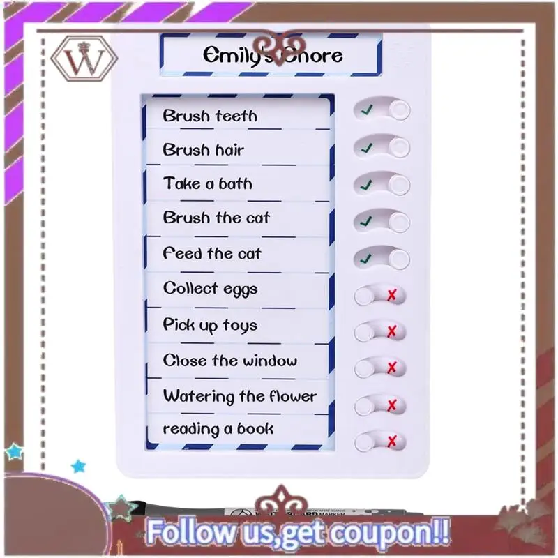 ABBG-1Set Erasable Chore Chart For Kids,Reusable To Do List Board My Chores Magnetic Dry Erase Checklist Board ABS