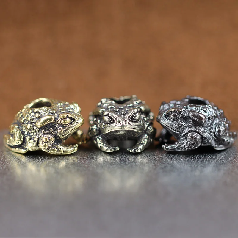 Animal Toad Brass Knife Beads Keychain Lanyard Pendants DIY Outdoor EDC Paracord Accessories Frog Umbrella Rope Woven Hangings