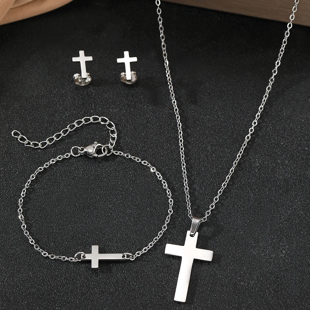 Stainless Steel Jewelry Set Cross Popular Ladies Jewelry Set High Quality Exquisite Jewelry Set Ladies Jewelry For Women Jewelry
