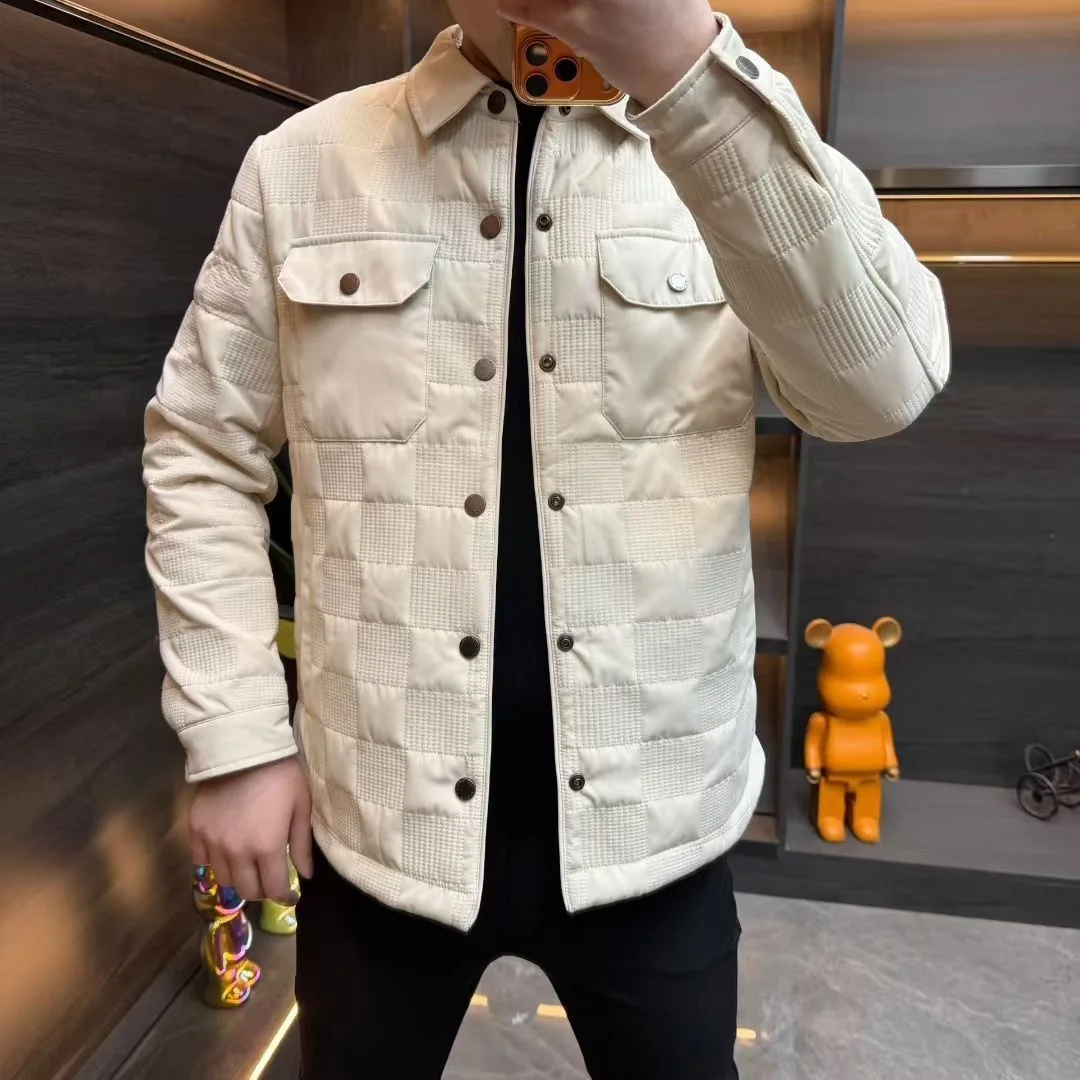

Men's Faionable Casual Lightweight Cotton Jaet Collar Coat Trendy Version 2026 Winter New Arrival Single Button Closure