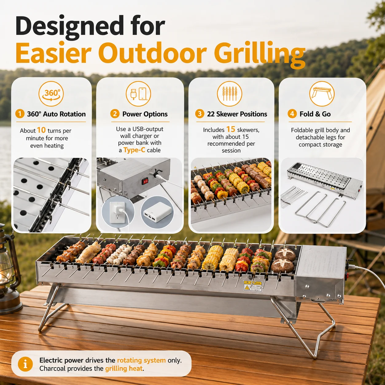 AOLIVIYA ステンレス製自動反転BBQグリル ポータブ - Outdoor Power Grill のレビューと価格