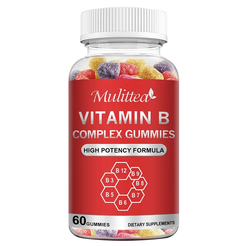 Mulittea Vitamin B Complex Gummies บรรเทาความเมื่อยล้าปรับปรุงการย่อยอาหารลดความเครียดและเพิ่มภูมิคุ้มกันผิวหัวใจผมสุขภาพ