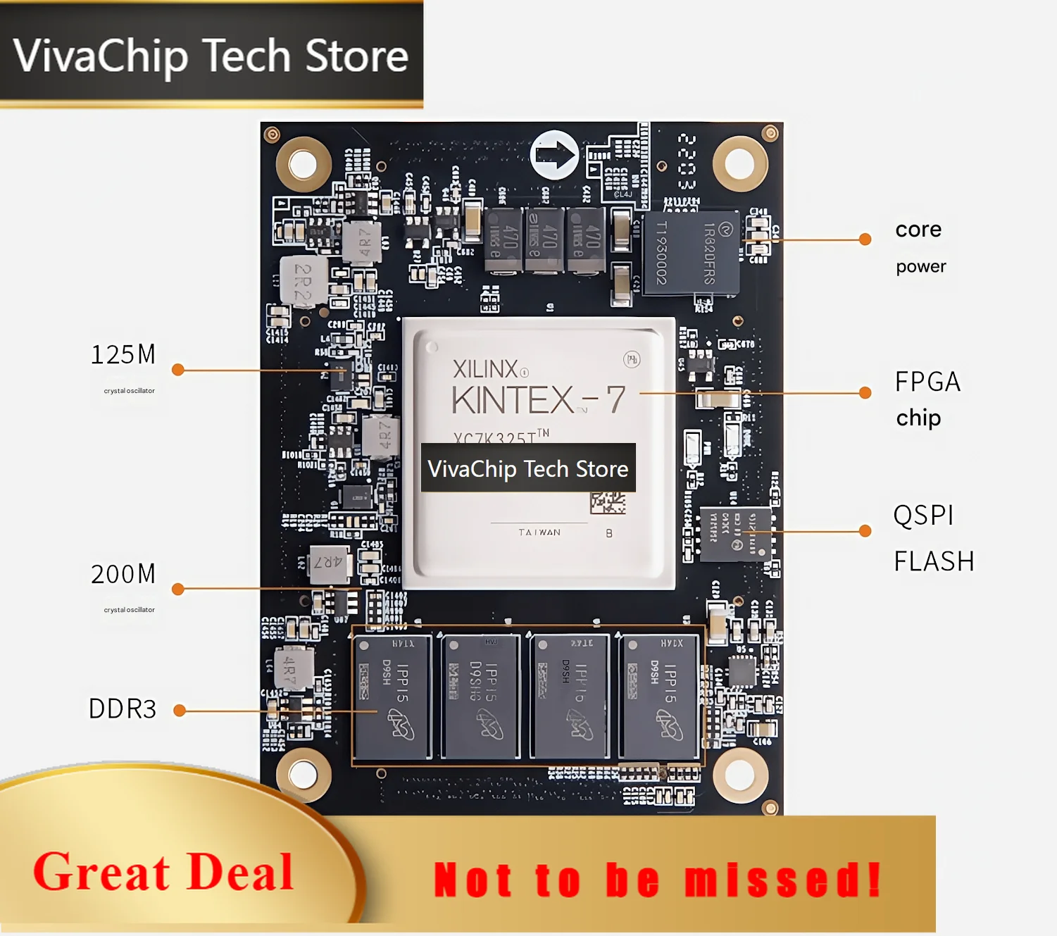 VivaChip TechXILINX Kintex7 K7 PCIE 4K Video Fiber Optic FPGA Core Board XC7K325T AC7K325B