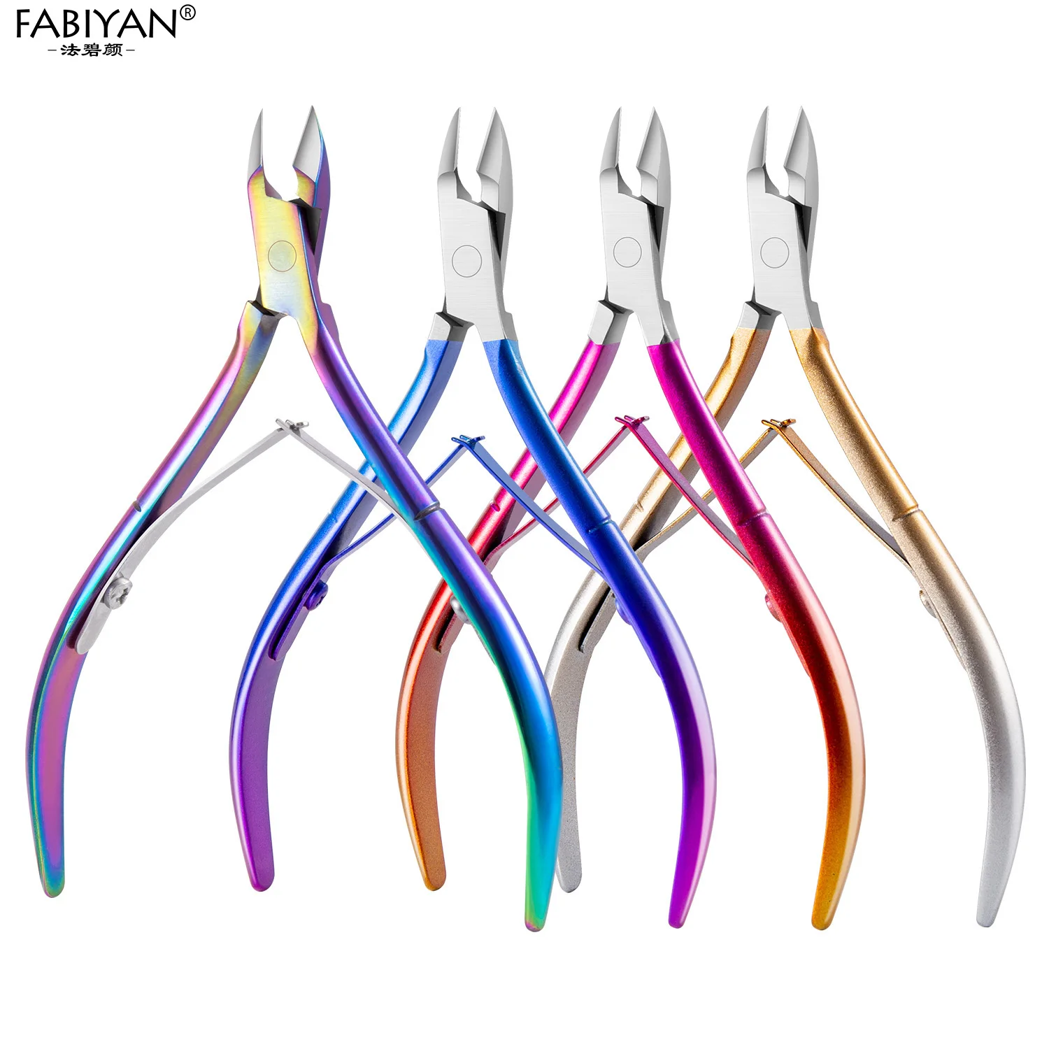 Stainless Steel Cuticle Clippers Nippers Rainbow Dead Skin Metal Nail Art Remover Scissors Manicure Tools Cleaner Gradient Color