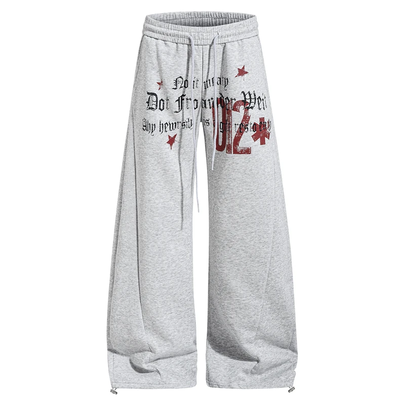 

Брюки GXFortune в американском ретро-стиле хип-хоп с буквенным принтом, на шнурке, повседневные, свободные, длинные, из хлопкового твила