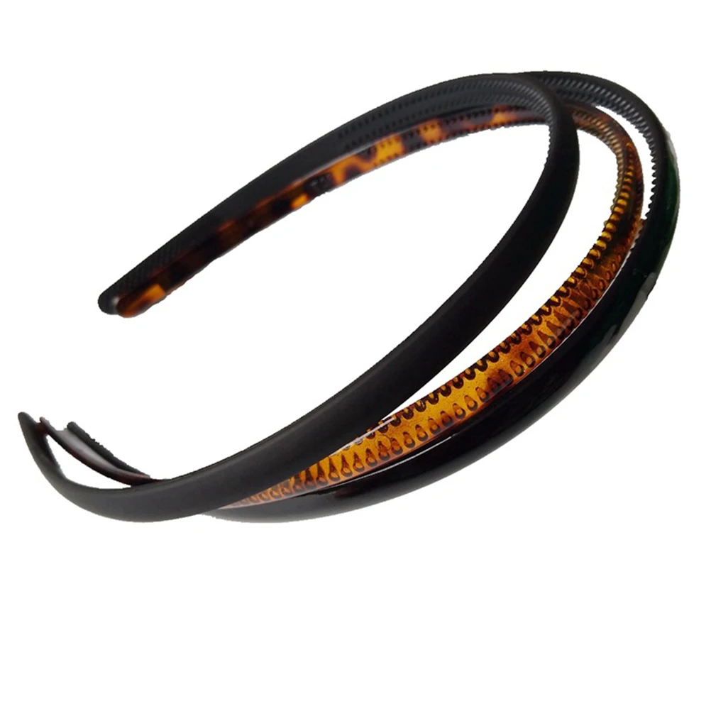 

6pcs Resin Anti-Slip Hoops Teeth Hair Band Face Washing Headband For Women Black Rubber Durable Fashionable Party