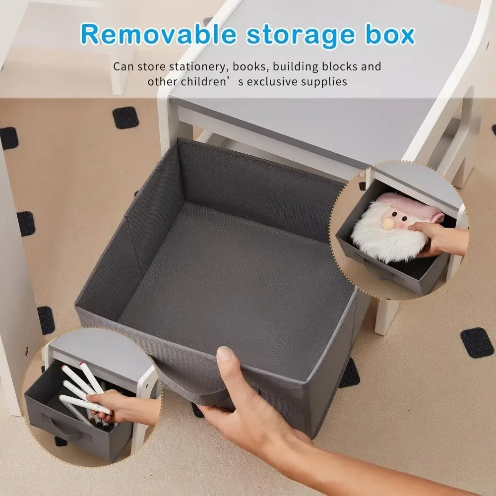 Kindertisch- und Stuhlset mit Stauraum, Tisch und Stühlen für Kinder von 2–5 Jahren