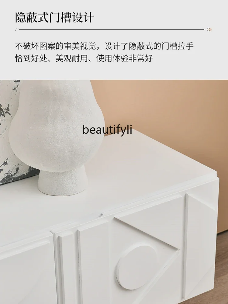 French Cream Style Coffee Table TV Cabinet Combination Light Luxury  Living Room High-Grade White Paint Designer Floor Cabinet