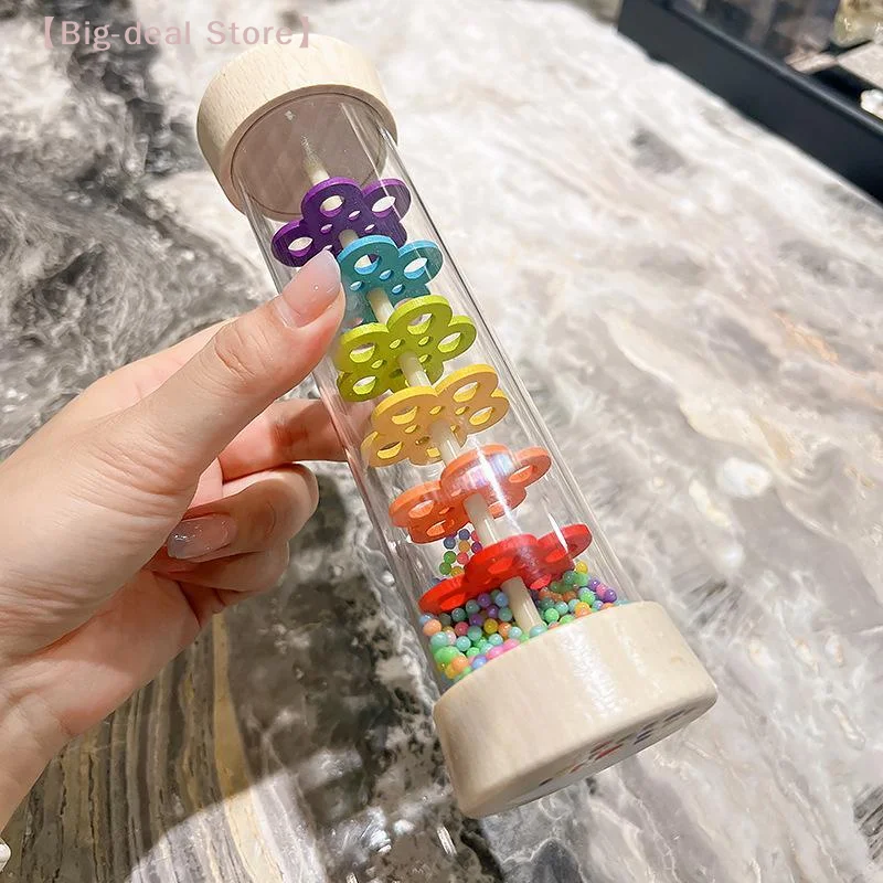 【M】Montessori Baby Rain Stick Rainbow Rain Music Rattle Baby Educational Toy Rainmaker Montessori Sensory Toys For Kids