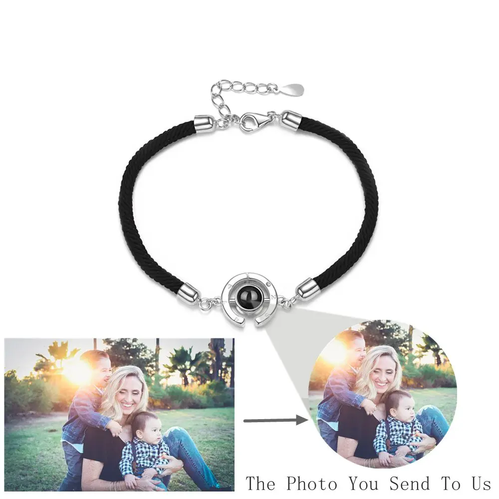 925 Silver Personalized Photo Bracelets Custom Projection Photo Bracelet for Women Mom Girl Friend Couple Jewelry Birthday Gift