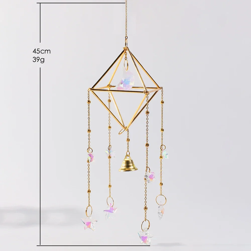 Rainbow Star Moon Wind Chimes, Sun Catcher Outdoor Window Home Decoration Garden Car Pendant