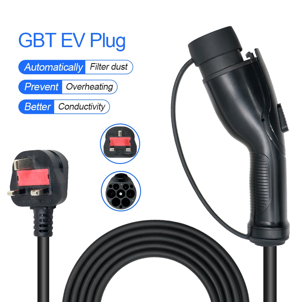 KOLANKY EV Charger 13A 2.9KW GBT Charging Wallbox Timer UK Power Plug Chinese Electric Vehicle Hrbrid PHEV Cable 5M
