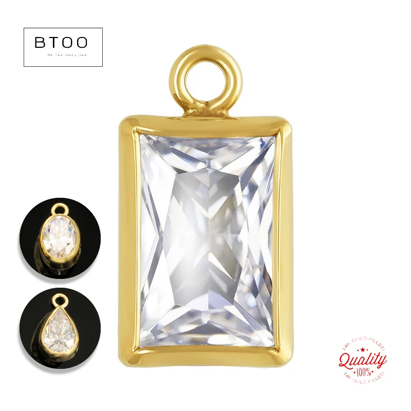 

14 К позолоченный циркон CZ квадратный шарм-подвеска для DIY ювелирных изделий квадратное ожерелье и аксессуары для сережек овальный шарм