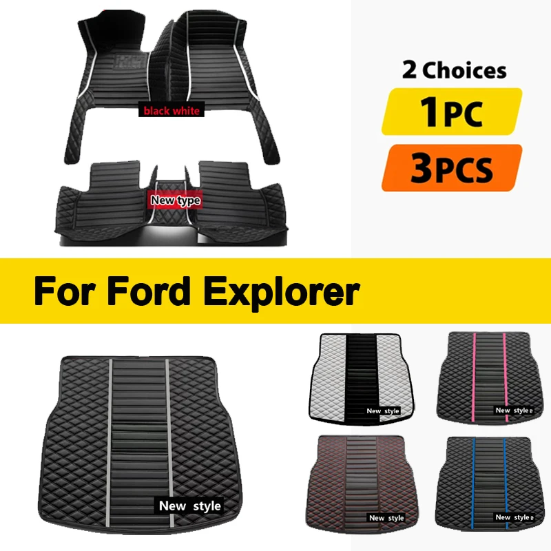 Car Floor Mat For Ford Explorer Classic U502 7seat 2016~2019 Non-slip Pad Waterproof Pads Rugs Leather Floor Mat Car Accessories