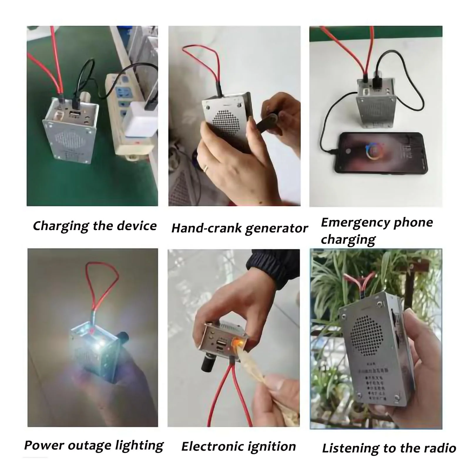 2026Portable Hand Crank Emergency Generator With LED Flashlight, Radio & USB Charger, Survival Power Supply For Camping, Fishing view 6