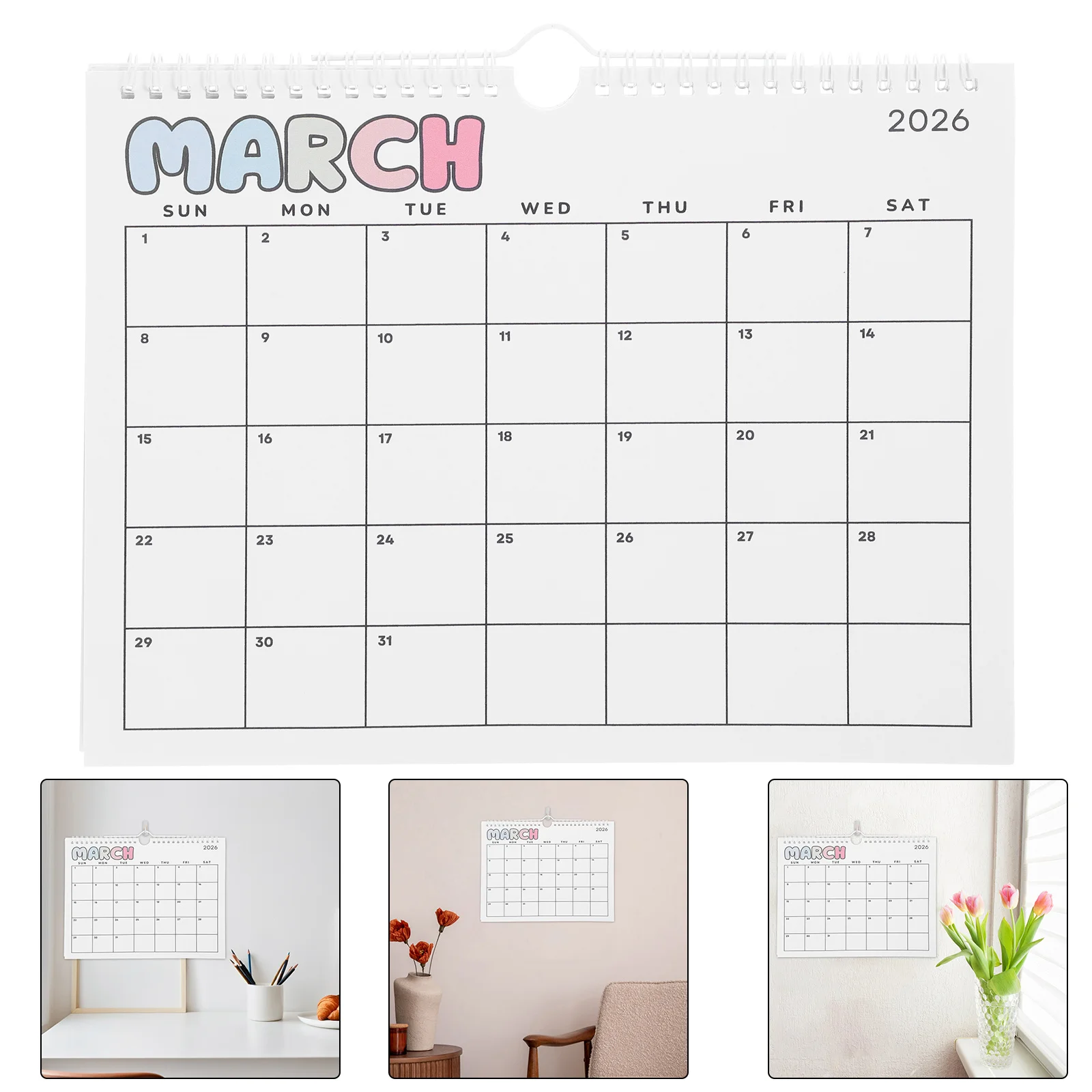

2026 Wall Calendar Large Spiral Bound Monthly Hanging Planner for Office Home Planning Scheduling Organizing 2026 Wall Calendar